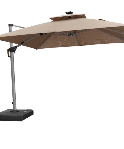 PURPLE LEAF Double Top Deluxe Solar Powered LED Square Patio Umbrella