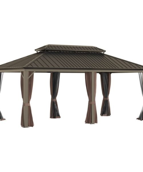 Sunmthink 12×20 ft Hardtop Gazebo with Double Roof