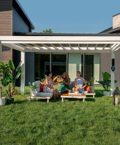 14×10 Windham Modern Steel Pergola With Sail Shade Soft Canopy